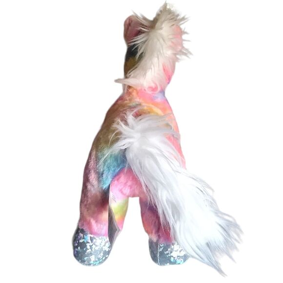 Build a Bear Workshop Rainbow Unicorn Plush 12" long-Tie-Dye BAB - Picture 5 of 11